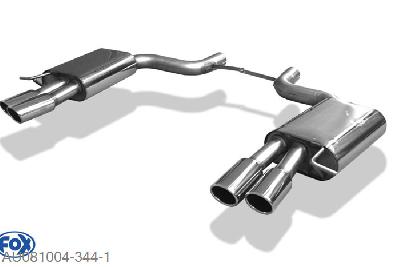 AU081004-344, Audi A8 Typ 4E - S8-Look 3.7l 206kW 4.2l 246/257kW, Einddemper rechts/links O70mm - 2x88x74mm  Type 32 rechts/links (S8-Optik) 70mm Buisdiameter Geheel RVS, Absortie demper, mooie diepe sound, Teilegutachten (eintragungspflichtig)