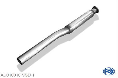 AU010010-VSD, Audi 80/90 Typ 81/85 1.3l 40/44kW 1.6l 48/51/55/63/81kW 1.8l 66/82kW 1.9l 85kW 2.0l 81/85kW 2.2l 85/100kW 2.3l 100kW, Voordemper (voor modellen zonder Kat) 63,5mm Buisdiameter Geheel RVS, Absortie demper, mooie diepe sound, Met E-keur