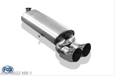 AU010022-166, Audi 80/90 Typ 81/85 1.6l 81kW 1.8l 65/68/81/82kW 1.9l 85kW 2.0l 83/85kW 2.1l 96kW 2.2l 85/100kW 2.3l 100kW, Einddemper op Serie - 2x76mm  Type 18 Geheel RVS, Absortie demper, mooie diepe sound, Met E-keur