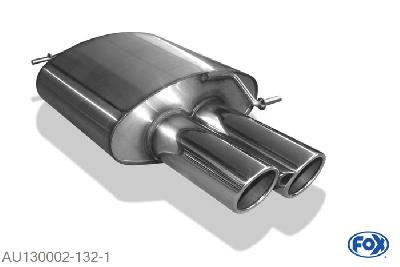 AU130002-132, Audi Q5 - 8R quattro 2.0l TDI 125kW, Einddemper met eindstuk 2x90mm  Type 16 55mm Buisdiameter Geheel RVS, Absortie demper, mooie diepe sound, Met E-keur