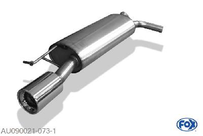 AU090021-073, Audi TT 8N - Frontantrieb 1.8l 110/120kW, Einddemper met eindstuk 1x100mm  Type 13 55mm Buisdiameter Geheel RVS, Absortie demper, mooie diepe sound, Teilegutachten (eintragungspflichtig)