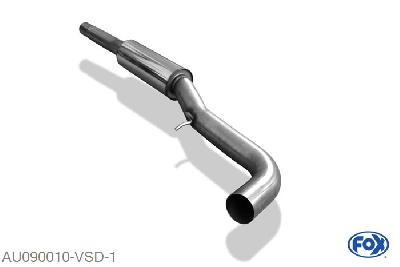 AU090010-VSD, Audi TT Typ 8N quattro 1.8l 132/165kW, Voordemper O70mm 70mm Buisdiameter Geheel RVS, Absortie demper, mooie diepe sound, Teilegutachten (eintragungspflichtig)
