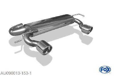 AU090013-153, Audi TT Typ 8N quattro 1.8l 132/165kW, Einddemper met uitgang rechts/links  - 1x100mm  Type 17 rechts/links Geheel RVS, Absortie demper, mooie diepe sound, Teilegutachten (eintragungspflichtig)