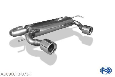 AU090013-073, Audi TT Typ 8N quattro 1.8l 132/165kW, Einddemper met uitgang rechts/links - 1x100mm  Type 13 rechts/links 70mm Buisdiameter Geheel RVS, Absortie demper, mooie diepe sound, Teilegutachten (eintragungspflichtig)