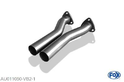 AU011050-VB2, Audi S2 162kW Typ 89 quattro 2.2l 162kW Motor 3B, Verbindingsbuis zum Kat (kurz) 2x63mm Buisdiameter Geheel RVS, Met E-keur