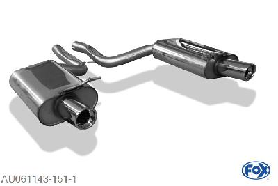 AU061143-151, Audi S4 B6 4.2l 253kW, Einddemper rechts/links - 1x90mm  Type 17 rechts/links 63,5mm Buisdiameter Geheel RVS, Absortie demper, mooie diepe sound, TUV-Teilegutachten (eintragungspflichtig)