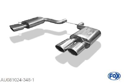 AU081024-348, Audi S8 - 4E 5.2l 331kW, Einddemper rechts/links - 2x115x85mm  Type 32 rechts/links 70mm Buisdiameter Geheel RVS, Absortie demper, mooie diepe sound, Teilegutachten (muss eingetragen werden)