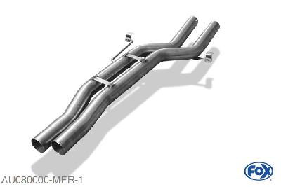 AU080000-MER, Audi S8 Typ D2 4.2l 175/180/220/228/250/260kW, Middendemper vervangende buis 2x63,5mm Buisdiameter Geheel RVS, ohne