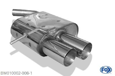 BM010002-008, BMW E87 118d 120d 2.0l D 90/120kW, Einddemper met eindstuk 2x76mm  Type 10 Geheel RVS, Absortie demper, mooie diepe sound, Teilegutachten (eintragungspflichtig)