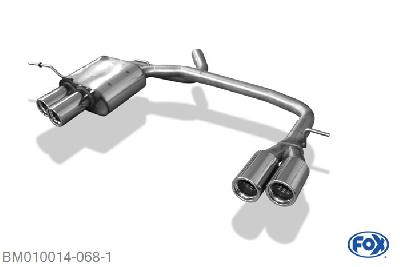 BM010014-068, BMW E87 118d 120d 2.0l D 90/120kW, Einddemper met uitgang rechts/links  - 2x76mm  Type 13 rechts/links  - 2,0l D 90/120kW Geheel RVS, Absortie demper, mooie diepe sound, Teilegutachten (eintragungspflichtig)