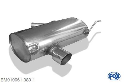 BM010061-089, BMW E87 120i 2.0l 120kW, Einddemper met eindstuk 1x80mm  Type 14 55mm Buisdiameter Geheel RVS, Absortie demper, mooie diepe sound, Met E-keur