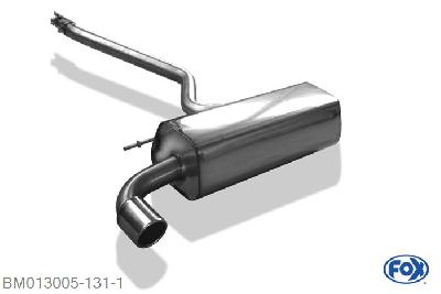 BM013005-131, BMW F20/21 - 114i/ 116i 1.6l 75/100kW, Einddemper met eindstuk 1x90mm  Type 16 63,5mm Buisdiameter Geheel RVS, Absortie demper, mooie diepe sound, Met E-keur