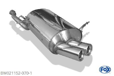 BM021152-070, BMW E36 316Ti 1.6l 75kW, Einddemper met eindstuk 2x80mm  Type 13 Geheel RVS, Absortie demper, mooie diepe sound, Teilegutachten (eintragungspflichtig)