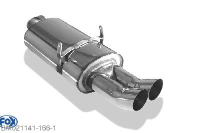 BM021141-166, BMW E36 318is 1.8l 103kW 1.9l 103kW, Einddemper O63,5 - 2x76mm  Type 18 63,5mm Buisdiameter Geheel RVS, Absortie demper, mooie diepe sound, Teilegutachten (eintragungspflichtig)