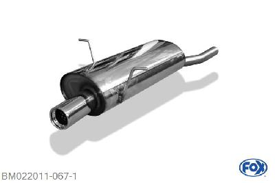 BM022011-067, BMW E46 316/ 318 1.6l 77kW 1.9l 77/85/87kW, Einddemper enkele buis - 1x76mm  Type 13 50mm Buisdiameter Geheel RVS, Absortie demper, mooie diepe sound, Met E-keur