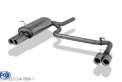 BM022124-068, BMW E46 316/ 318 1.6l 77kW 1.9l 77/85/87kW, Einddemper met uitgang rechts/links - 2x76mm  Type 13 rechts/links 55mm Buisdiameter Geheel RVS, Absortie demper, mooie diepe sound, Teilegutachten (eintragungspflichtig)
