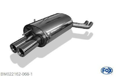 BM022162-068, BMW E46 330d/ 330xd 3.0l D 135/150kW, Einddemper dubbele buis - 2x76mm  Type 13 Geheel RVS, Absortie demper, mooie diepe sound, Met E-keur
