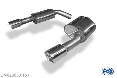 BM023033-151, BMW E90/91/92 335i/335d 3.0l 225kW 3.0l D 210kW, Einddemper rechts/links - 1x90mm  Type 17 rechts/links 063.5 Buisdiameter Geheel RVS, Absortie demper, mooie diepe sound, Met E-keur