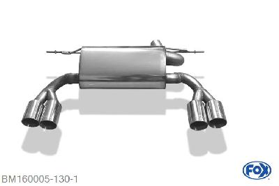 BM160005-130, BMW F32 - 420d Coupe M-Paket 2.0l D 135kW, Einddemper met uitgang rechts/links passend an Rieger Heckschurzeneinsatz - 2x80mm  Type 16 rechts/links Geheel RVS, Absortie demper, mooie diepe sound, Met E-keur
