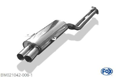BM021042-008, BMW E36 M3 Coupe und Cabrio 3.0l 210/217kW 3.2l 236kW, half systeem vanaf Kat - 2x76mm  Type 10 2x55mm Buisdiameter Geheel RVS, Met E-keur