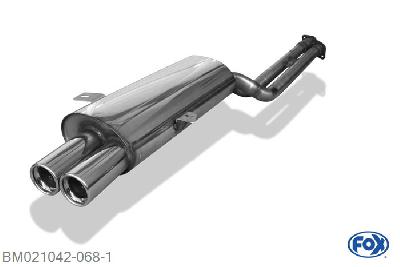 BM021042-068, BMW E36 M3 Coupe und Cabrio 3.0l 210/217kW 3.2l 236kW, half systeem vanaf Kat - 2x76mm  Type 13 2x55mm Buisdiameter Geheel RVS, Met E-keur