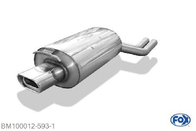 BM100012-593, BMW X3 2.5l 141kW 3.0l 170kW 2.0l D 110kW 3.0l D 150kW, Einddemper met eindstuk 135x80mm  Type 53 Geheel RVS, Absortie demper, mooie diepe sound, Met E-keur