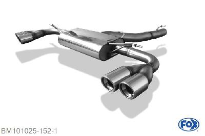 BM101025-152, BMW X3 F25 - Benzin 3.0l 225kW 3.0l D 230kW, Einddemper met uitgang rechts/links - 2x90mm  Type 17 rechts/links 80mm Buisdiameter Geheel RVS, Absortie demper, mooie diepe sound, Met E-keur