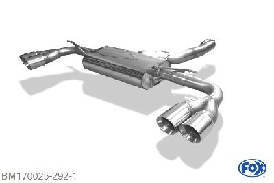 BM170025-292, BMW X4 F26 - 35i 3.0l 225kW 3.0l D 230kW, Einddemper met uitgang rechts/links - 2x90mm  Type 25 rechts/links 80mm Buisdiameter Geheel RVS, Absortie demper, mooie diepe sound, Met E-keur