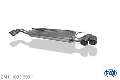 BM111033-090, BMW X5  E70 - 4,8l 261kW 4.8l 261kW, Einddemper met uitgang rechts/links, ingang dubbele buis - 2x80mm  Type 14 rechts/links 63,5mm Buisdiameter Geheel RVS, Absortie demper, mooie diepe sound, Met E-keur