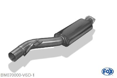 BM070000-VSD, BMW Z3/ Z3 Coupe 2,8l 2.0l 110kW (ab 1999) und 2.8l 141kW (bis 9/1998), Voordemper O63,5mm 63,5mm Buisdiameter Geheel RVS, Absortie demper, mooie diepe sound, Met E-keur