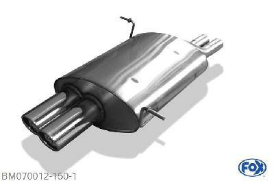 BM070012-150, BMW Z3/ Z3 Coupe 3,0l 3.0l 170kW, Einddemper met eindstuk 2x80mm  Type 17 2x50mm Buisdiameter Geheel RVS, Absortie demper, mooie diepe sound, Met E-keur
