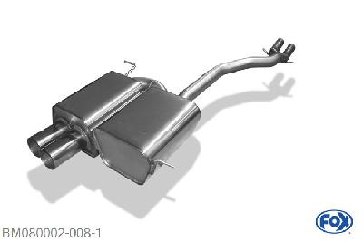 BM080002-008, BMW Z4 E85 2.2l 125kW 2.5l 141kW 3.0l 170kW, Einddemper inkl. Y-Verbindingsbuis 2x50mm - 2x80mm  Type 10 2x50/ 63,5mm Buisdiameter Geheel RVS, Absortie demper, mooie diepe sound, Teilegutachten (eintragungspflichtig)