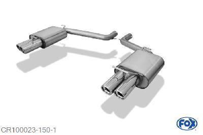 CR100023-150, Chrysler 300C 5,7l 5.7 250kW, Einddemper rechts/links Doppelrohr - 2x80mm  Type 17 rechts/links 63,5mm Buisdiameter Geheel RVS, Absortie demper, mooie diepe sound, Met E-keur
