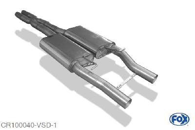 CR100040-VSD, Chrysler 300C SRT8 6.1l SRT8 317kW, Voordemper inkl. Druckaustauschrohr 76mm Buisdiameter Geheel RVS, Absortie demper, mooie diepe sound, Met E-keur