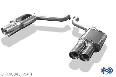 CR100043-154, Chrysler 300C SRT8 6.1l SRT8 317kW, Einddemper rechts/links - 2x100mm  Type 17 rechts/links 76mm Buisdiameter Geheel RVS, Absortie demper, mooie diepe sound, Met E-keur