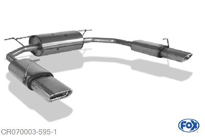 CR070003-595, Chrysler 300M 2.7l 150kW 3.5l 187kW, Einddemper rechts/links - 150x70mm  Type 53 Geheel RVS, Absortie demper, mooie diepe sound, Met E-keur