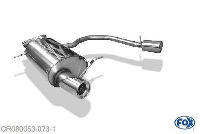 CR080053-073, Chrysler PT Cruiser Limousine & Cabrio 1.6l 85kW 2.0l 104kW 2.4l 105/164kW 2.2l CRD 89kW, Einddemper met uitgang rechts/links - 1x100mm  Type 13 rechts/links Geheel RVS, Absortie demper, mooie diepe sound, Met E-keur