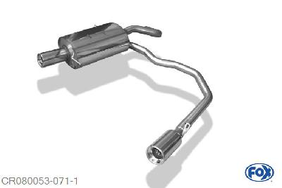 CR080053-071, Chrysler PT Cruiser Limousine & Cabrio 1.6l 85kW 2.0l 104kW 2.4l 105/164kW 2.2l CRD 89kW, Einddemper met uitgang rechts/links - 1x90mm  Type 13 rechts/links Geheel RVS, Absortie demper, mooie diepe sound, Met E-keur