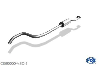 CI060000-VSD, Citroen C2 1.1l 44kW 1.4l 54kW, Voordemper C2 45mm Buisdiameter Geheel RVS, Absortie demper, mooie diepe sound, Met E-keur