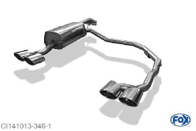 CI141013-346, Citroen C4 - B7 1.4l 70kW 1.6l 88kW, Einddemper met uitgang rechts/links - 2x106x71mm  Type 32 rechts/links 55mm Buisdiameter Geheel RVS, Absortie demper, mooie diepe sound, Met E-keur
