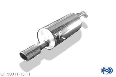 CI150011-131, Citroen DS3 1.4l 70kW 1.6l 88/115kW 1.6l HDi 68/82kW, Einddemper met eindstuk 1x90mm  Type 16 50mm Buisdiameter Geheel RVS, Absortie demper, mooie diepe sound, Met E-keur