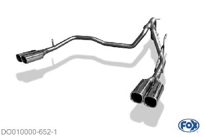 DO010000-652, Dodge Nitro 3.7l 151kW 4.0l 191kW 2.8l D 130kW, Endrohrsystem rechts/links - 2x78x75mm  Type 70 rechts/links 63,5mm/ 2x50mm Buisdiameter Geheel RVS, ABE (eintragungsfrei)