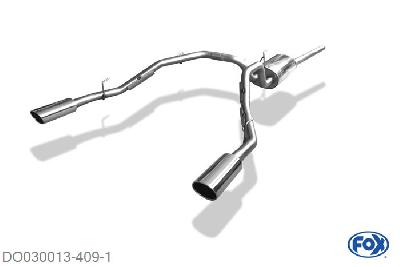 DO030013-409, Dodge RAM 1500 Facelift 2010- 5.7l 291kW, Halbanlage rechts/links ab Kat - 129x106mm  Type 32 rechts/links 76mm Buisdiameter Geheel RVS, Zonder goedkeuring