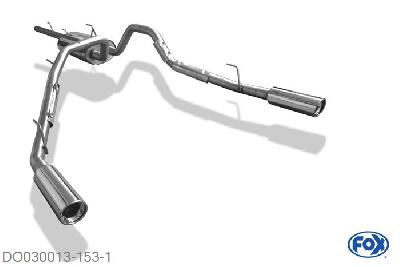 DO030013-153, Dodge RAM 1500 Facelift 2010- 5.7l 291kW, Halbanlage rechts/links ab Kat - 1x100mm  Type 17 rechts/links 76mm Buisdiameter Geheel RVS, Zonder goedkeuring