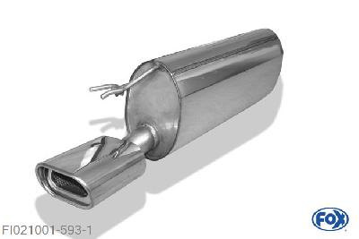 FI021001-593, Fiat Bravo 198 1.4l 66/88/110kW, Einddemper met eindstuk 135x80mm  Type 53 Geheel RVS, Absortie demper, mooie diepe sound, Met E-keur