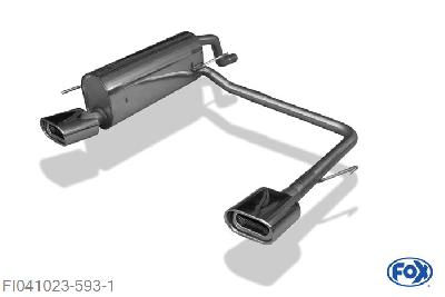 FI041023-593, Fiat Grande Punto 199 - Benzin 1.2l 48kW 1.4l 57/70/88kW, Einddemper met uitgang rechts/links - 135x80mm  Type 53 rechts/links Geheel RVS, Absortie demper, mooie diepe sound, Met E-keur