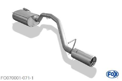 FO070001-071, Ford C-Max 1.6l 74/85kW 1.8l 88/92kW 2.0l 107kW, Einddemper met eindstuk 1x90mm  Type 13 50mm Buisdiameter Geheel RVS, Absortie demper, mooie diepe sound, Met E-keur