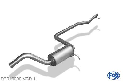 FO010000-VSD, Ford Fiesta GFJ 1.1l 37/40kW 1.3l 44kW, Voordemper Geheel RVS, Absortie demper, mooie diepe sound, Teilegutachten (eintragungspflichtig)