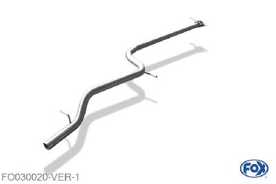 FO030020-VER, Ford Focus I DAW/DBW/DFW/DNW 1,8l 1.8l 85kW, Voordemper vervangende buis 50mm Buisdiameter Geheel RVS, Zonder goedkeuring