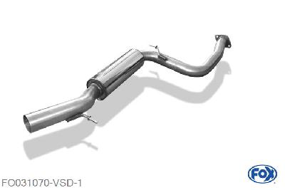 FO031070-VSD, Ford Focus II RS 2.5l 224kW, Voordemper 63,5mm Buisdiameter Geheel RVS, Absortie demper, mooie diepe sound, Met E-keur